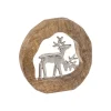 RETIF Deco De Noel Cercle En Bois 2 Rennes En Metal Au Centre O25Cm Best