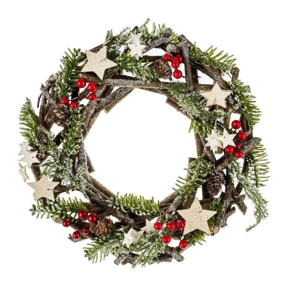 RETIF Deco De Noel Couronne Avec Branches Bois Et Sapin O30Cm Best