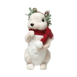 RETIF Deco De Noel Ecureuil Blanc Avec Echarpe Rouge Et Couronne H23Cm Outlet