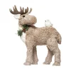 RETIF Deco De Noel Elan Beige Paillete Avec Oiseau Blanc Sur Son Dos H42Cm Sale