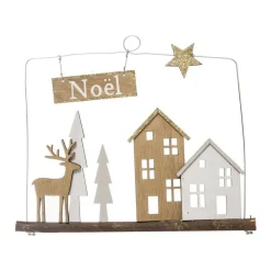 RETIF Deco De Noel En Metal Et Bois Finition Pailletee 27X27Cm Online