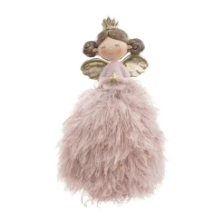 RETIF Deco De Noel Fee En Resine Avec Jupe Plumes Rose Pale H21Cm Hot
