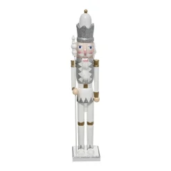 RETIF Deco De Noel Grande Figurine Casse Noisette En Bois Blanc Et Argent H60Cm Fashion