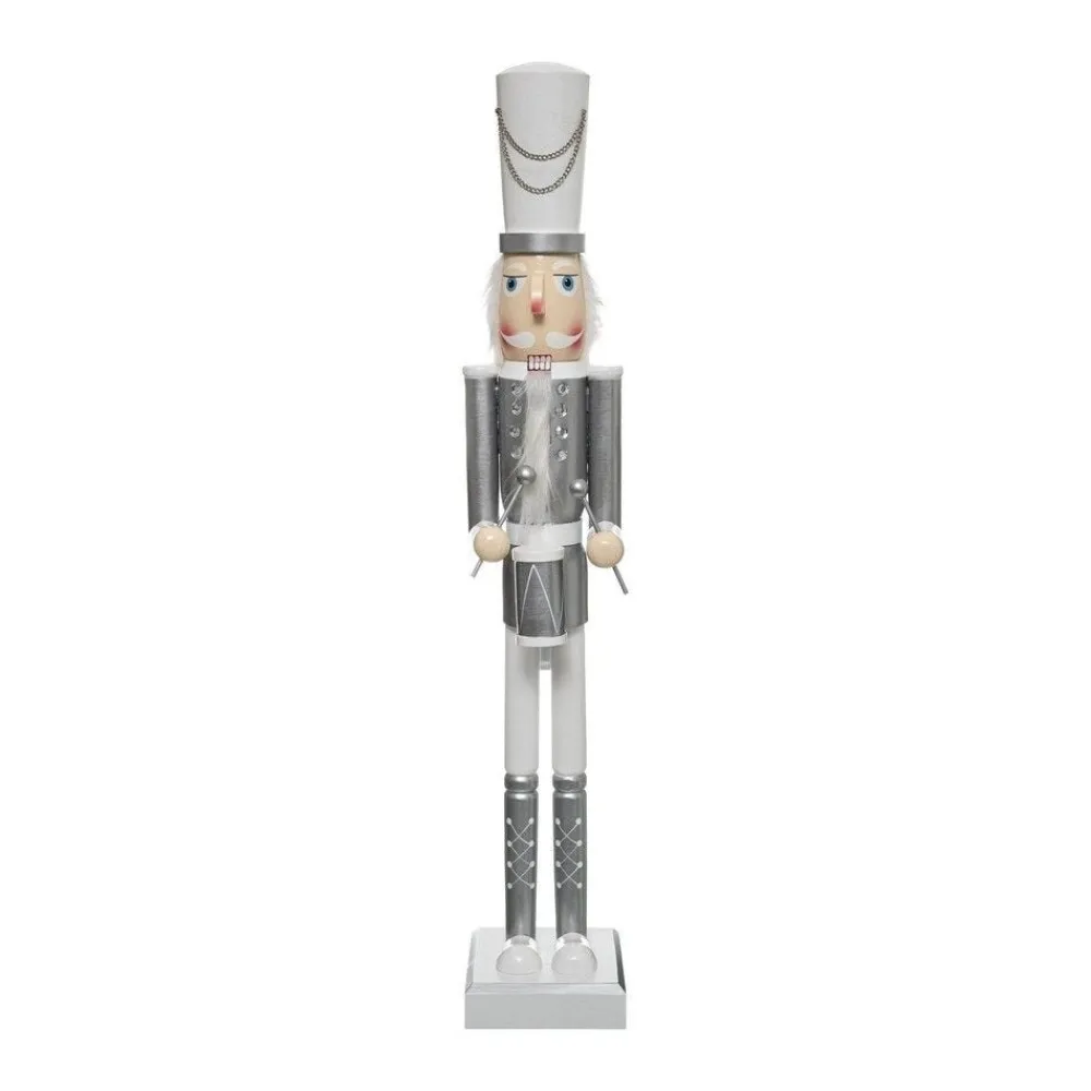 RETIF Deco De Noel Grande Figurine Casse Noisette En Bois Blanc Et Argent H106Cm Store