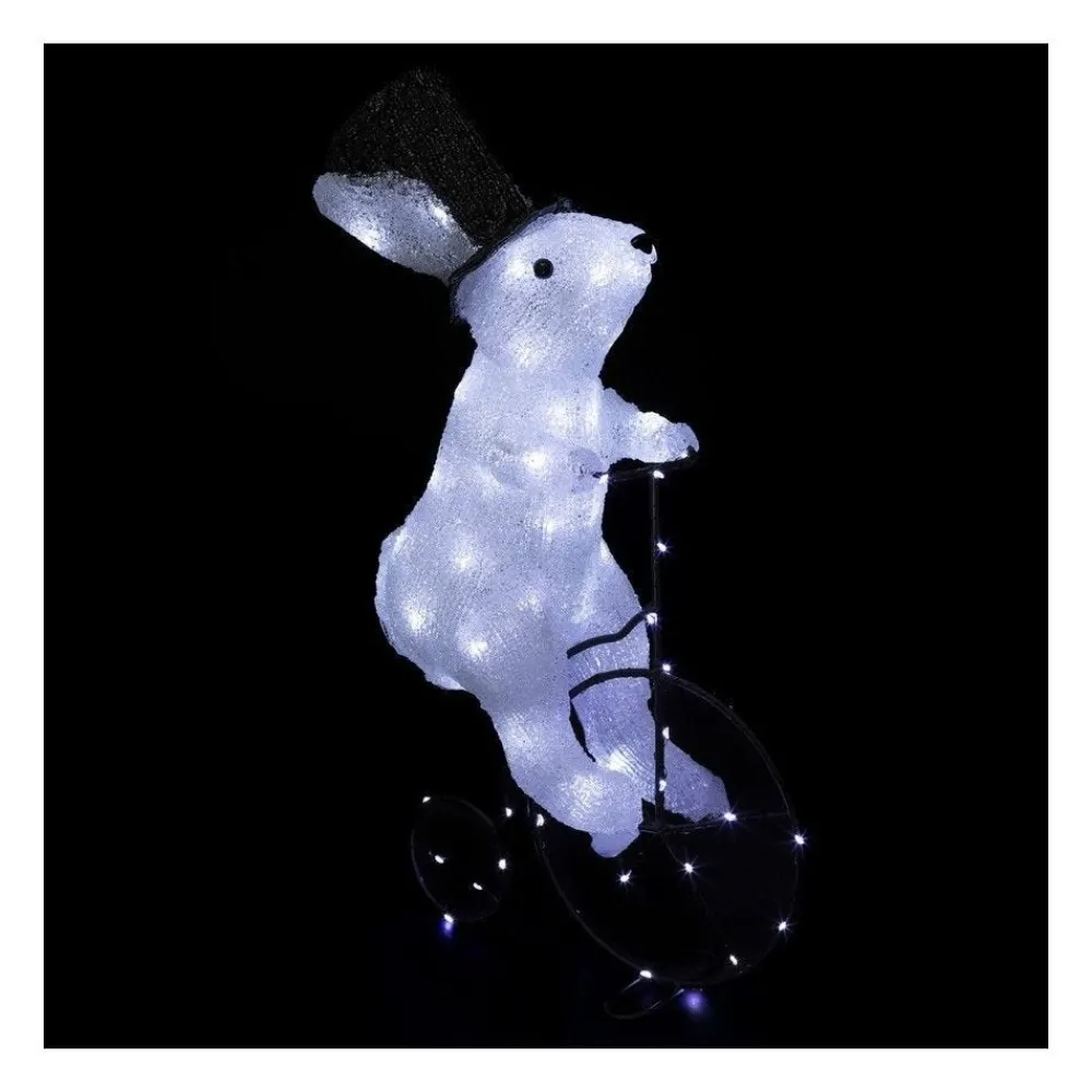 RETIF Deco De Noel Lapin Lumineux Sur Son Velo 64 Led Blanc 8 Jeux De Lumiere H44Cm Best