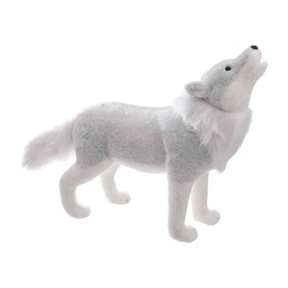 RETIF Deco De Noel Loup Bicolore Blanc Et Gris 60X45Cm Sale