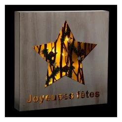 RETIF Deco De Noel Lumineuse Cadre En Bois Lumineux A Poser H29Cm Discount