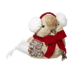 RETIF Deco De Noel Oiseau Beige Avec Cache Oreilles H31Cm Clearance
