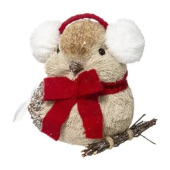RETIF Deco De Noel Oiseau Beige Avec Cache Oreilles H31Cm Clearance