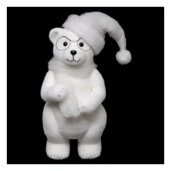 RETIF Deco De Noel Ours A Lunettes Blanc Floque H38Cm Store