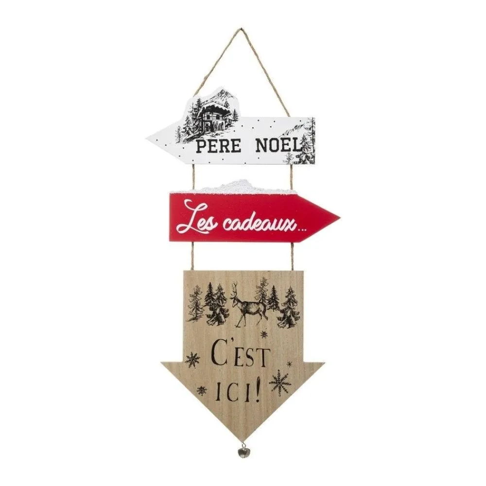RETIF Deco De Noel Pancarte 3 Fleches En Bois Avec Deco H51Cm New