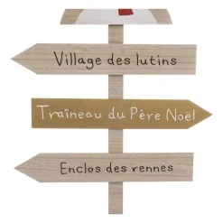 RETIF Deco De Noel Pancarte En Bois Clair Avec Renne Rouge Et Dore H120Cm Store