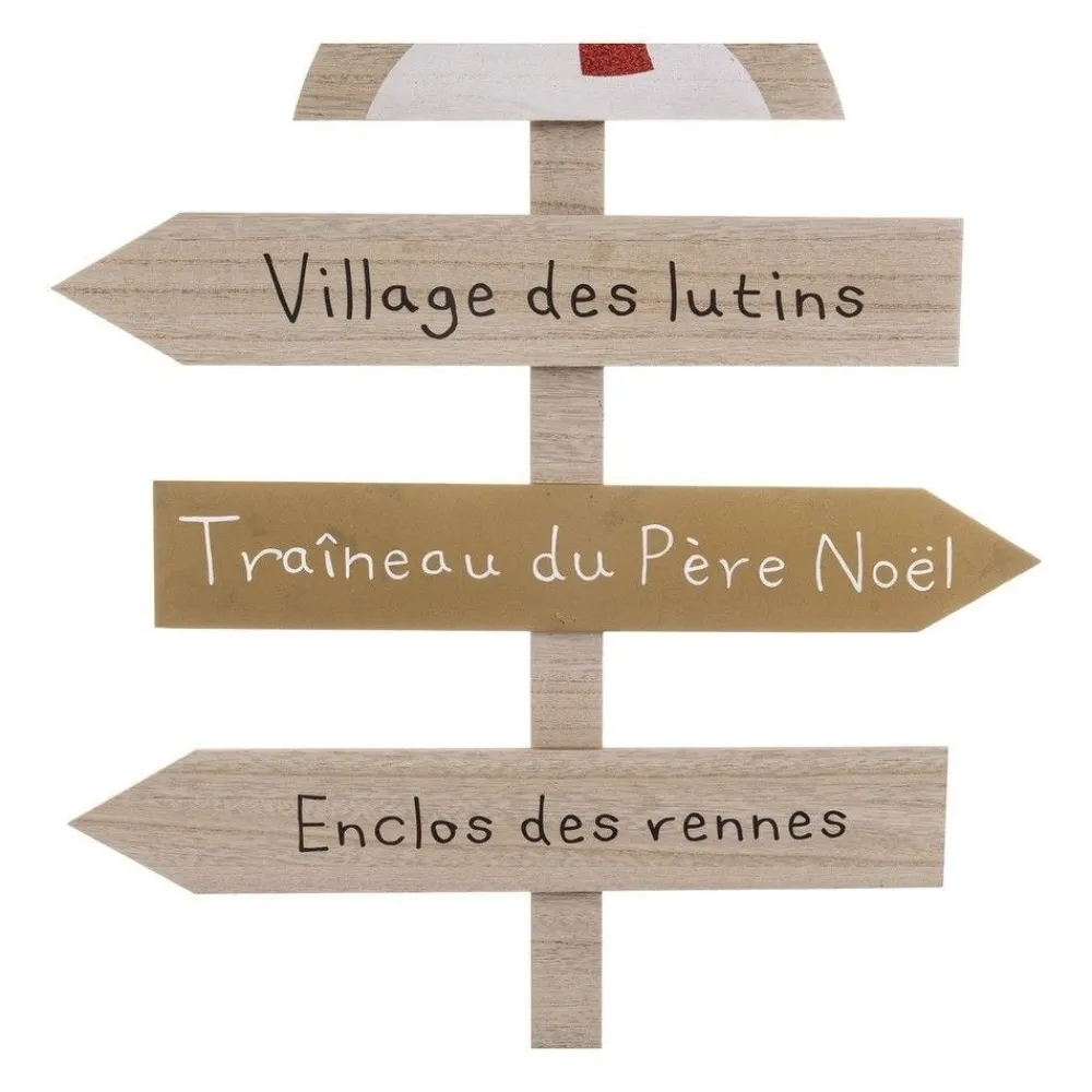 RETIF Deco De Noel Pancarte En Bois Clair Avec Renne Rouge Et Dore H120Cm Store