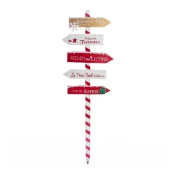 RETIF Deco De Noel Pancarte En Bois Rouge Et Blanc Enneige H120Cm Store