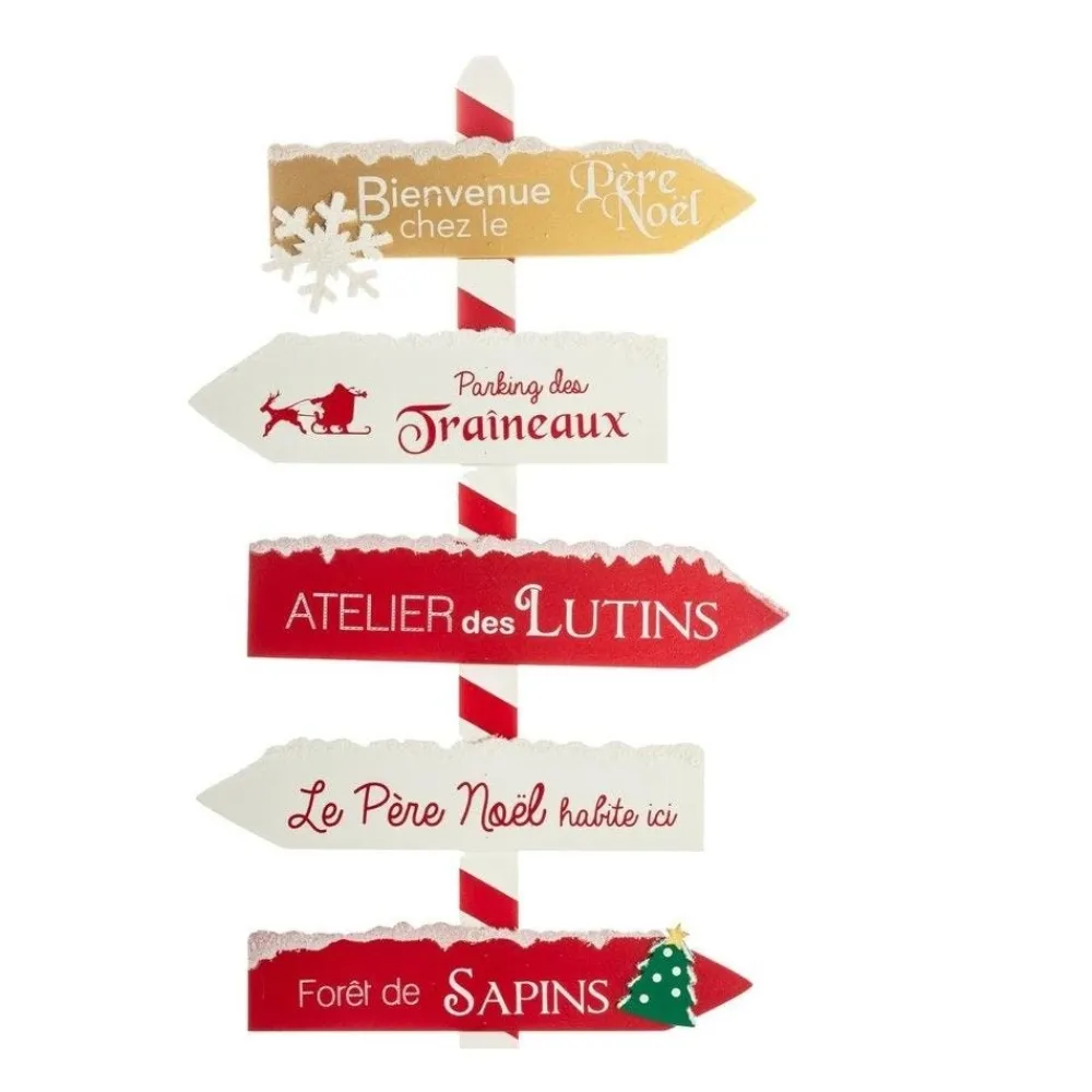 RETIF Deco De Noel Pancarte En Bois Rouge Et Blanc Enneige H120Cm Store