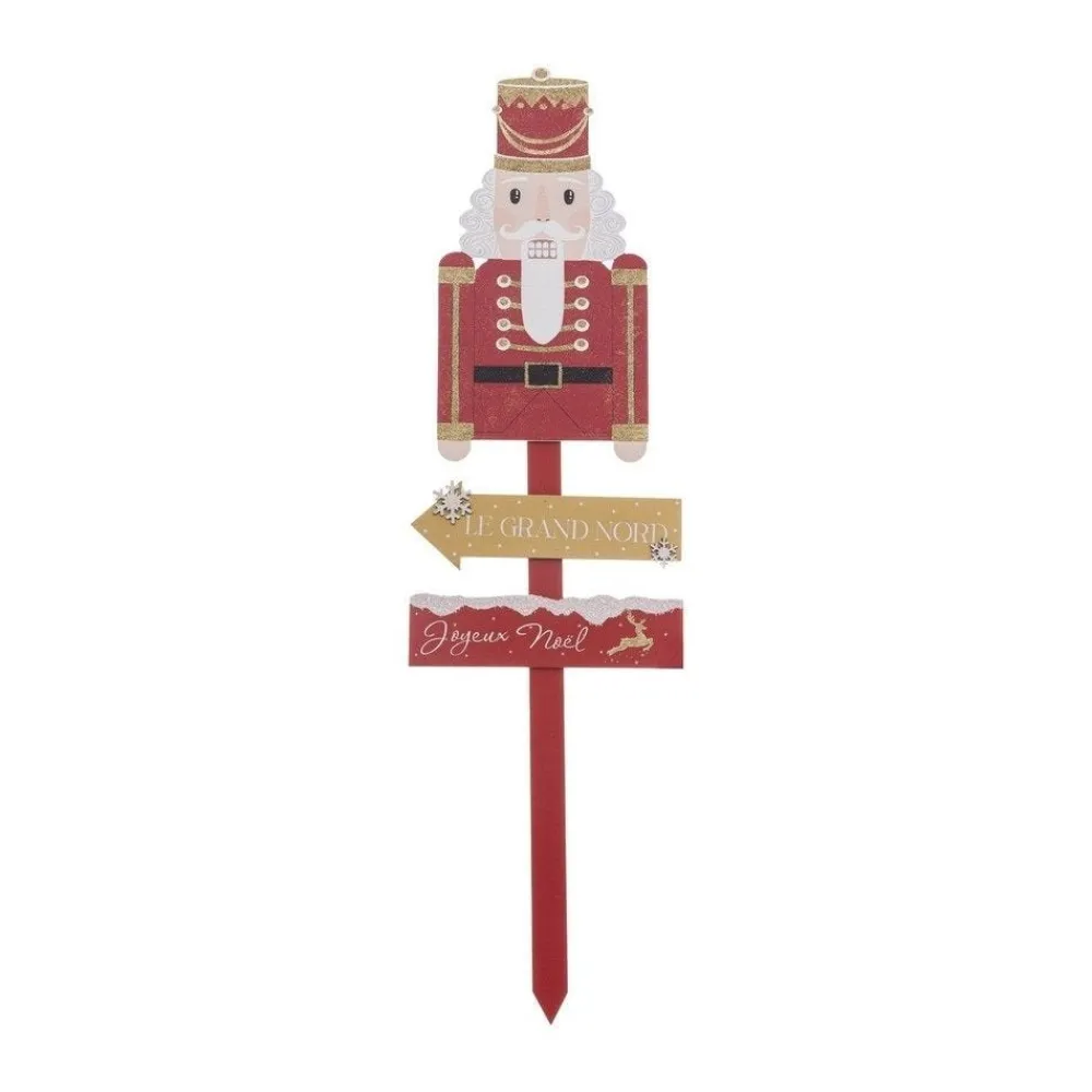 RETIF Deco De Noel Pancarte En Bois Avec Casse Noisette Rouge Et Dore H120Cm Online