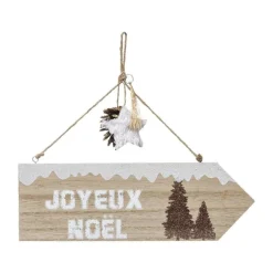 RETIF Deco De Noel Pancarte Joyeux Noel En Bois Avec Deco A Suspendre L 29Cm New
