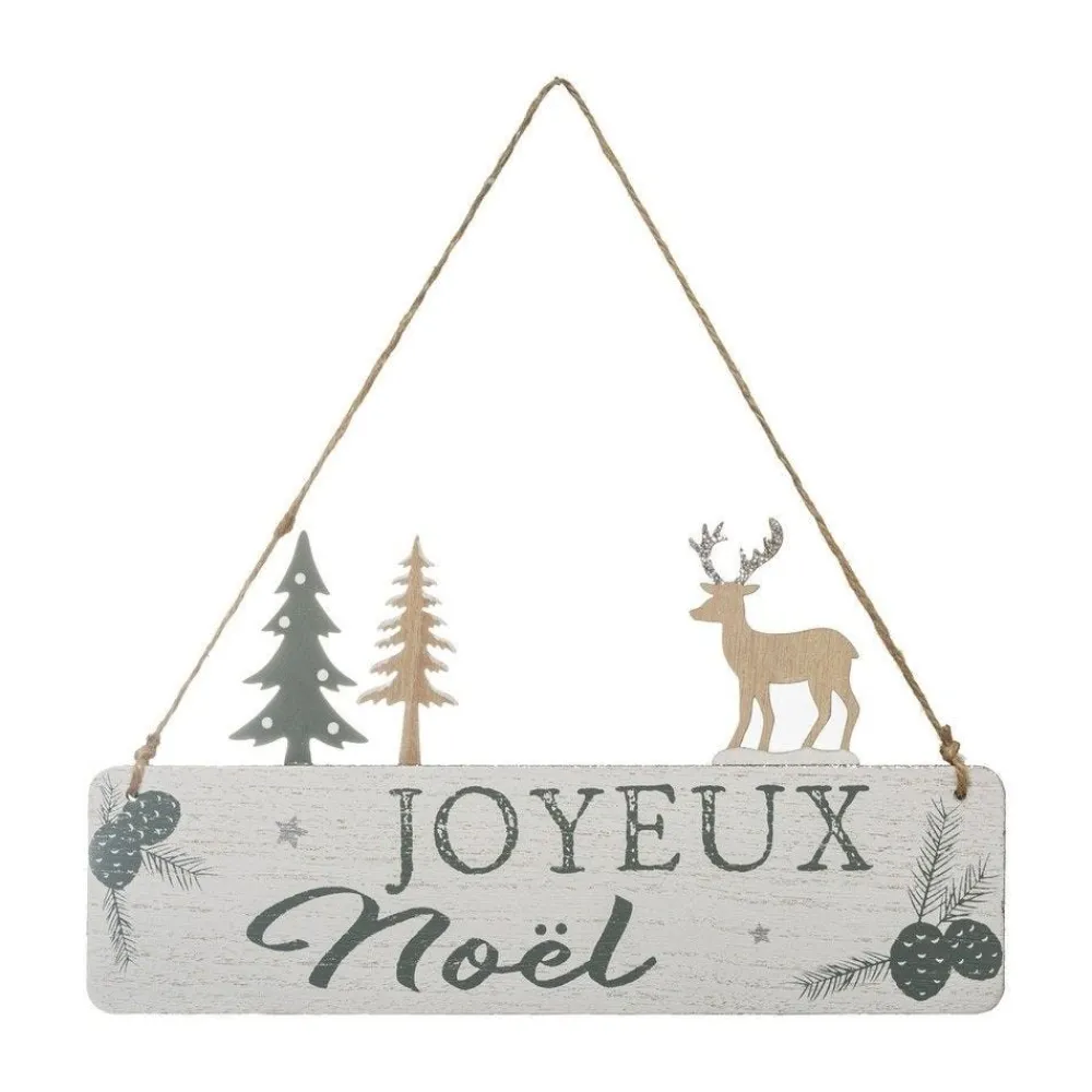 RETIF Deco De Noel Pancarte Joyeux Noel En Bois A Suspendre L 29Cm New