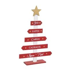 RETIF Deco De Noel Pancarte Rouge Sapin En Bois H35Cm Discount