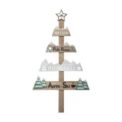 RETIF Deco De Noel Pancarte Sapin 'Ski Club' En Bois H104Cm New