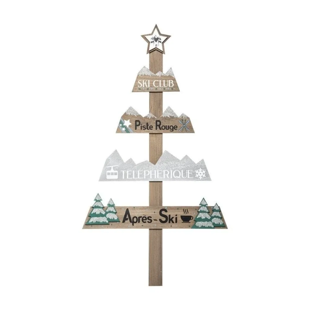 RETIF Deco De Noel Pancarte Sapin 'Ski Club' En Bois H104Cm New