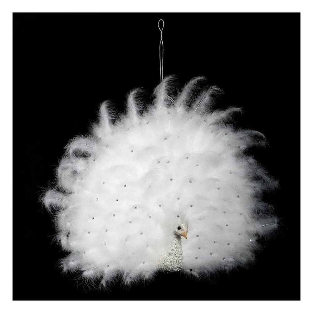 RETIF Deco De Noel Paon Blanc A Suspendre L 50Xh 70Cm Best Sale