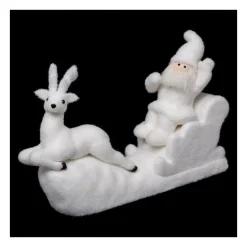 RETIF Deco De Noel Pere Noel Sur Son Traineau Blanc Floque New