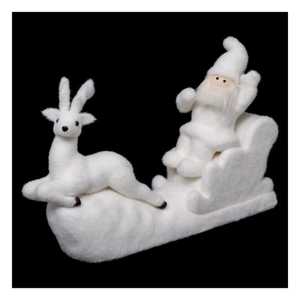 RETIF Deco De Noel Pere Noel Sur Son Traineau Blanc Floque New