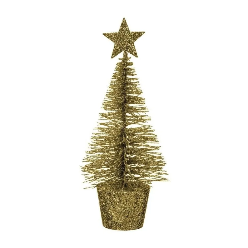 RETIF Deco De Noel Sapin De Table Or A Paillettes H14Cm New