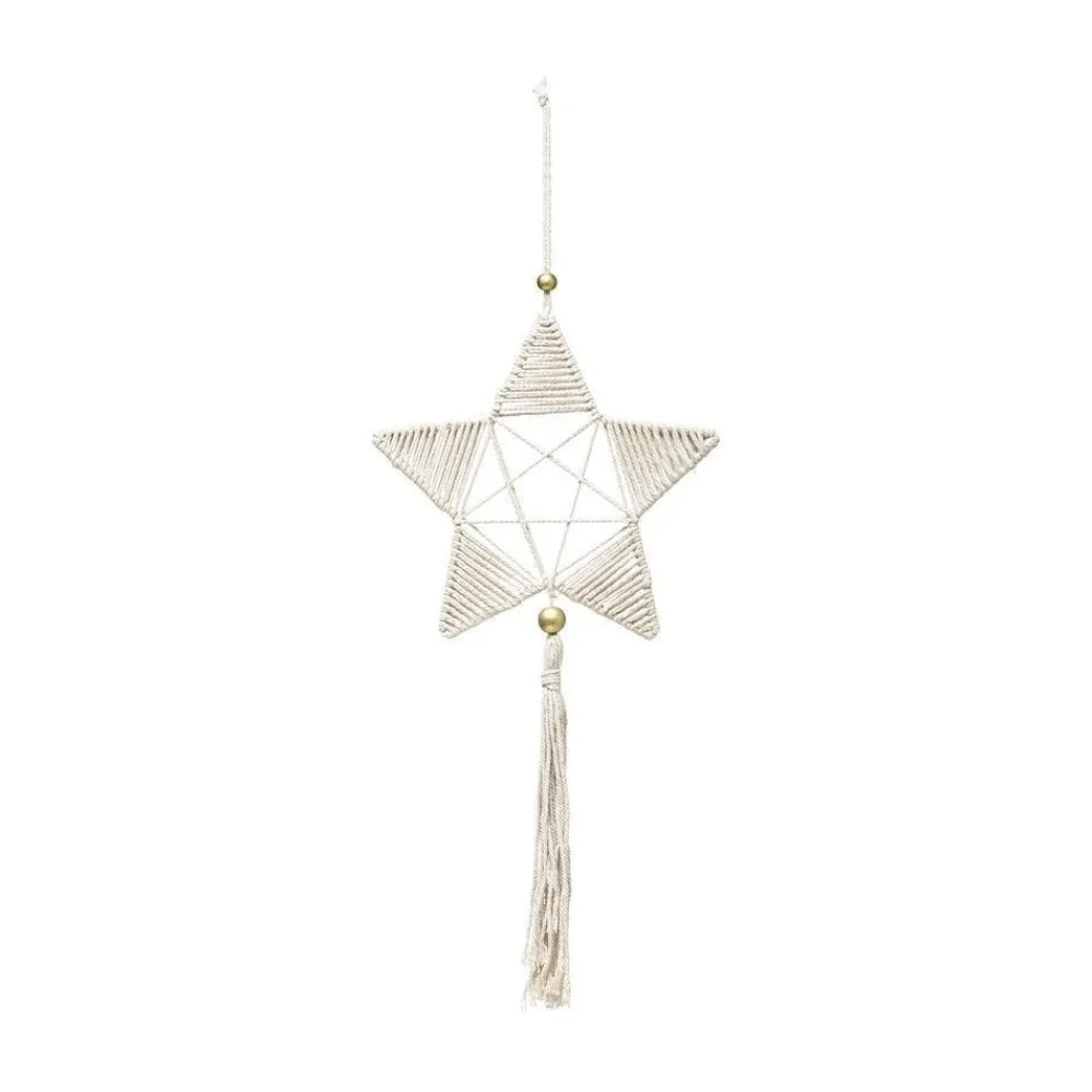 RETIF Deco De Noel Suspension Etoile En Corde Et Billes Dorees H54Cm New