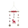RETIF Deco De Noel Suspension En Bois Avec Biche Rouge Et Argent Paillete H38Cm Outlet