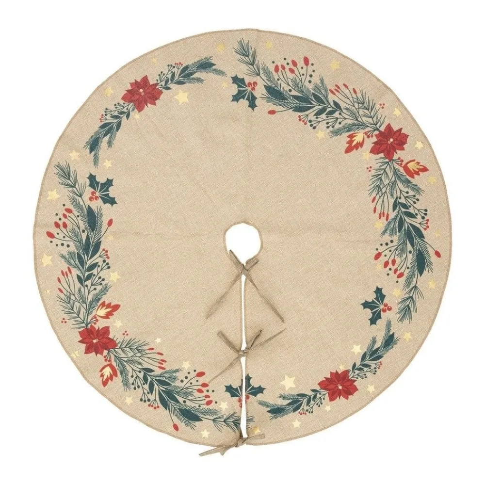 RETIF Deco De Noel Tapis Pour Pied De Sapin Motif Poinsettia O90Cm Fashion