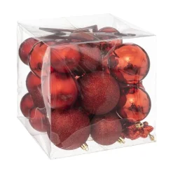 RETIF Deco De Sapin De Noel Kit 35 Pieces Boule Flocon Et Cimier Rouge Shop