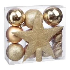 RETIF Deco De Sapin De Noel Kit De 18 Pieces Boules Et Cimier Or Discount