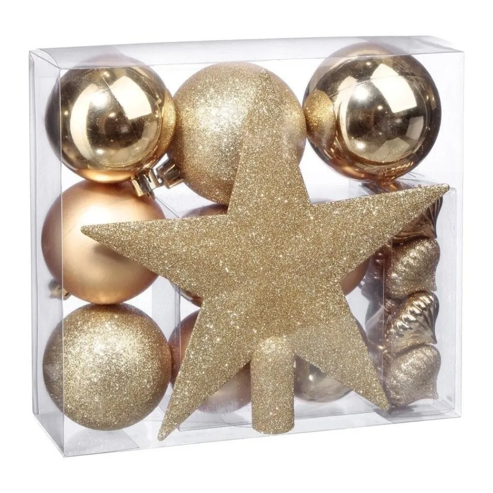 RETIF Deco De Sapin De Noel Kit De 18 Pieces Boules Et Cimier Or Discount