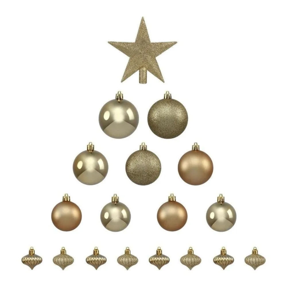 RETIF Deco De Sapin De Noel Kit De 18 Pieces Boules Et Cimier Or Discount