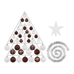 RETIF Deco De Sapin De Noel Kit 44 Pieces Boule Guirlande Et Cimier Blanc Et Cafe Best