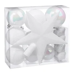 RETIF Deco De Sapin De Noel Kit De 18 Pieces Boules Et Cimier Blanc Irise Store