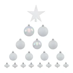 RETIF Deco De Sapin De Noel Kit De 18 Pieces Boules Et Cimier Blanc Irise Store