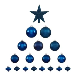RETIF Deco De Sapin De Noel Kit De 18 Pieces Boules Et Cimier Bleu Store
