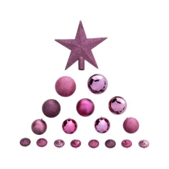RETIF Deco De Sapin De Noel Kit De 18 Pieces Boules Et Cimier Cassis Et Fuchsia Best