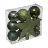RETIF Deco De Sapin De Noel Kit De 18 Pieces Boules Et Cimier Vert Olive Et Kaki Discount