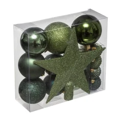 RETIF Deco De Sapin De Noel Kit De 18 Pieces Boules Et Cimier Vert Olive Et Kaki Discount