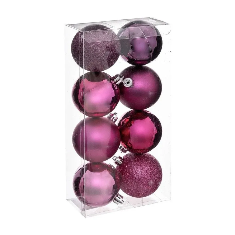 RETIF Deco De Sapin Lot De 8 Boules De Noel O7Cm Cassis Et Fuchsia Cheap