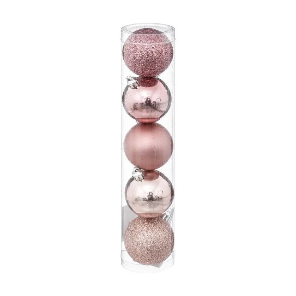 RETIF Deco De Sapin Lot De 5 Boules De Noel O5Cm Rose Online