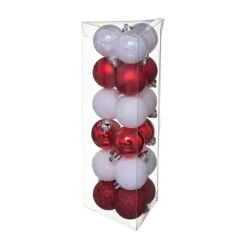 RETIF Deco De Sapin Lot De 18 Boules De Noel O3Cm Blanc Et Rouge Store