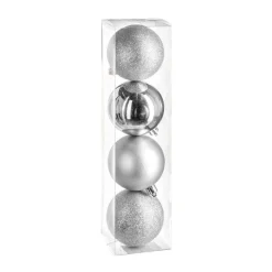 RETIF Deco De Sapin Lot De 4 Boules De Noel O8Cm Argent Discount