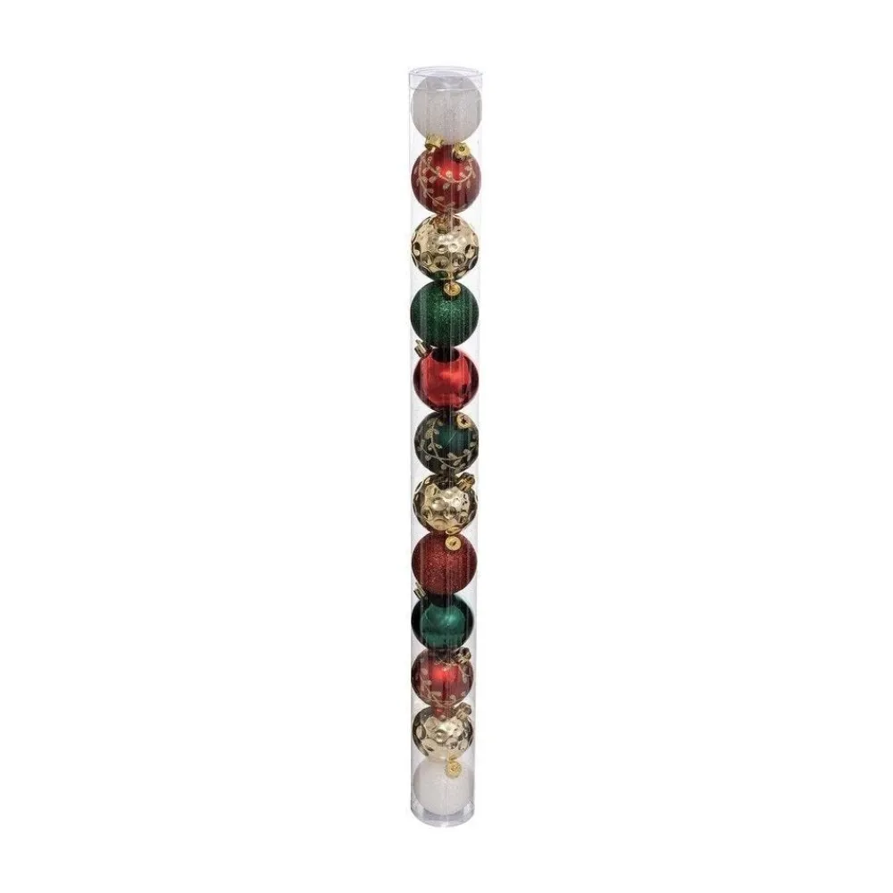 RETIF Deco De Sapin Lot De 12 Boules De Noel O6Cm Vert Rouge Et Or Cheap