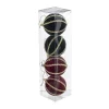 RETIF Deco De Sapin Lot De 4 Boules De Noel O8Cm Rouge Et Vert Avec Galon Or Fashion