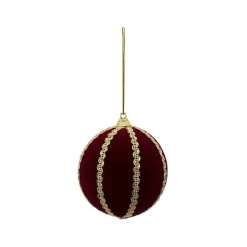 RETIF Deco De Sapin Lot De 4 Boules De Noel O8Cm Rouge Et Vert Avec Galon Or Fashion